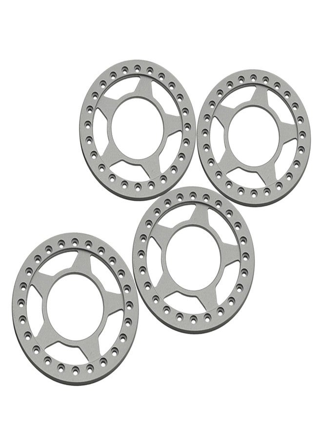 JGGZONE RC Wheel Outer Rings 4Pcs 2.2in Aluminum Wheel Rims Beadlock Rings RC Rims RC Accessories for 1/10 TRX4 SCX10 D90 CC01 RC Car Beadlock Wheels Upgrades (Matte Silver) - Image 1